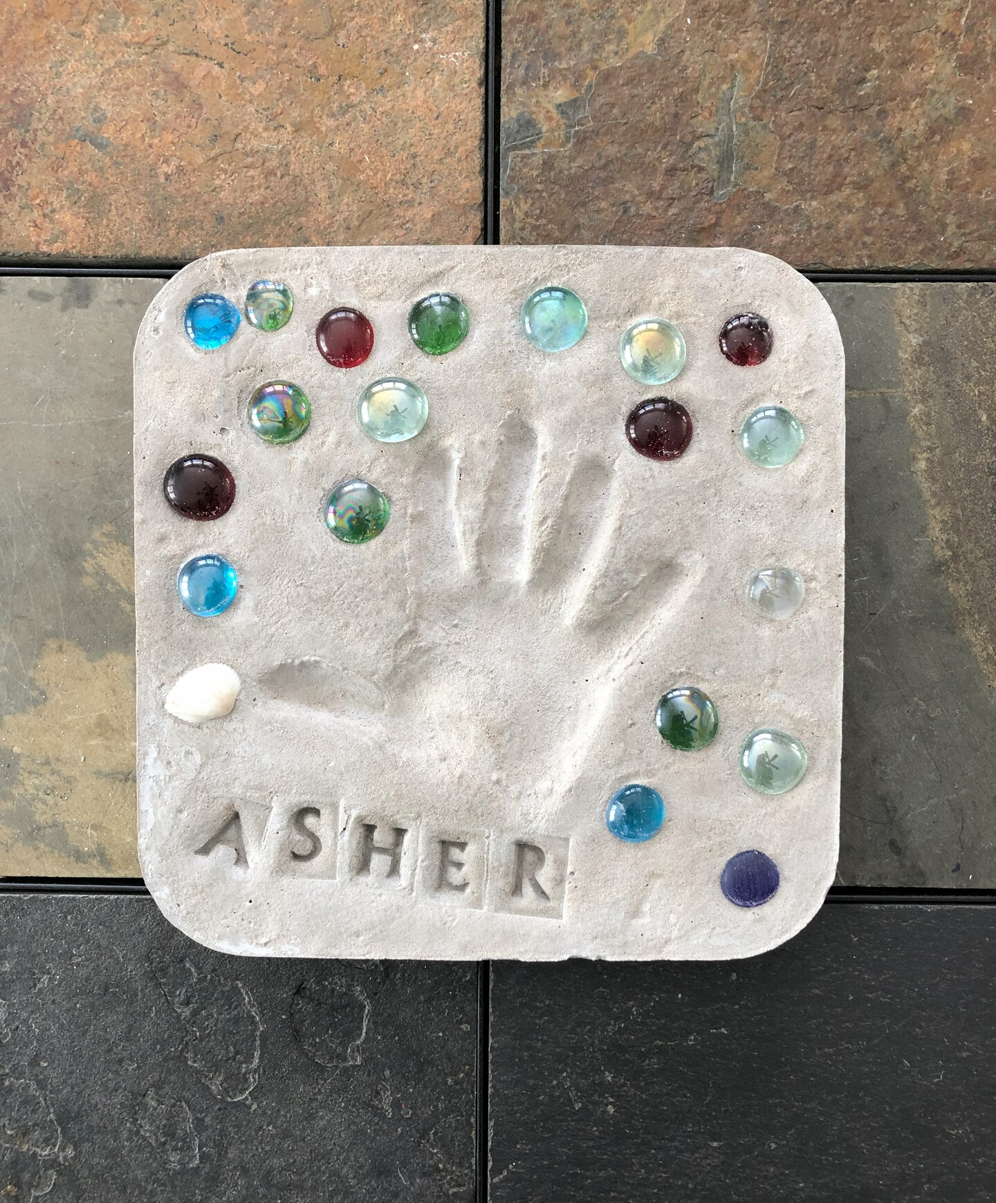 DIY Stepping Stone Kit, Square Stepping Stone, Garden Stone, Handprint