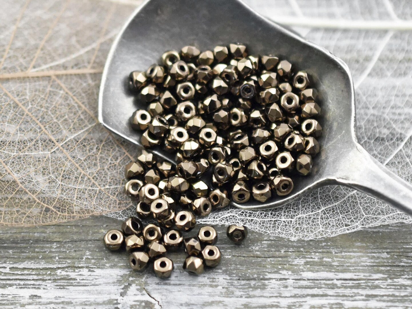 6g 2x3mm Light Bronze Faceted Micro Spacer Beads
