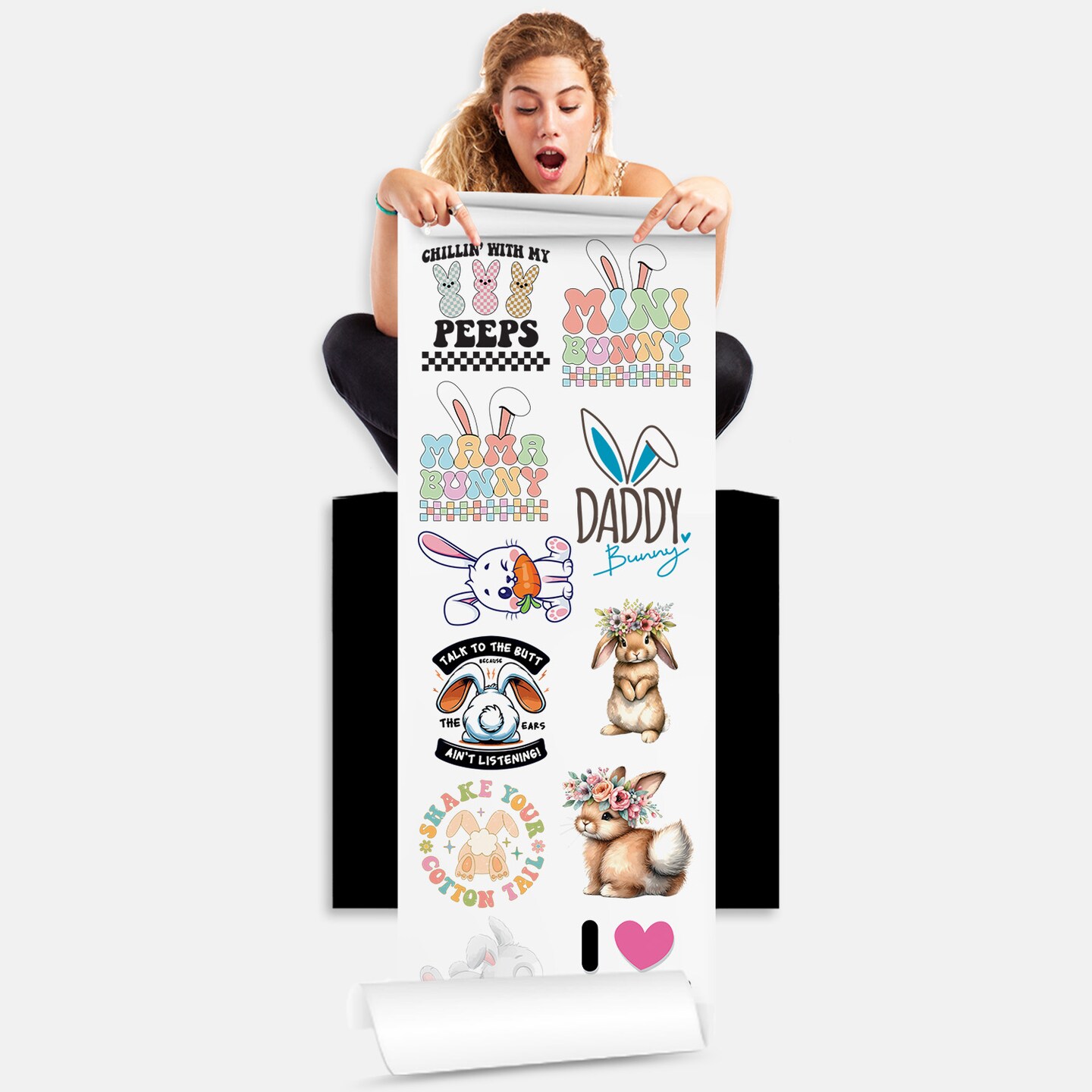 Bunny Lovers DTF Transfer Gang Sheets - 22x60 - Direct-to-Film Printing