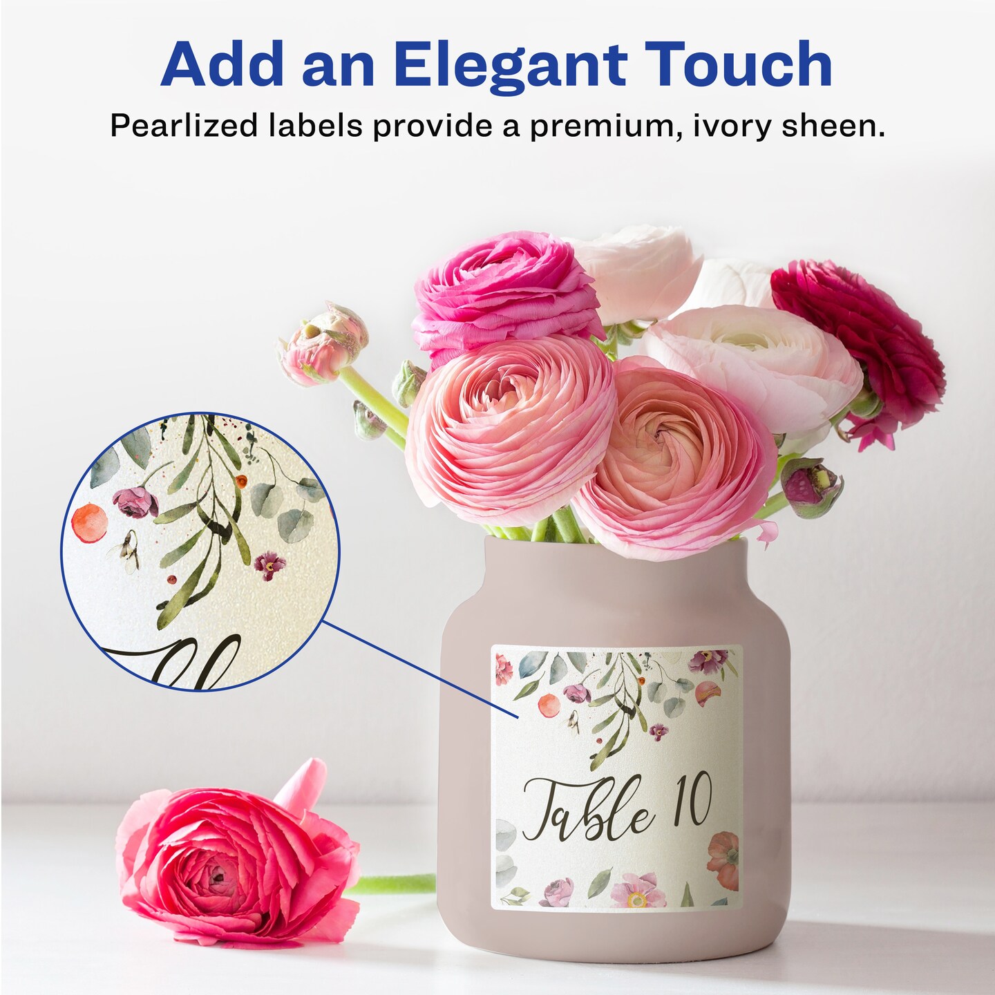 Avery Pearlized Ivory Square Labels with Sure Feed Technology, 4" x 4"