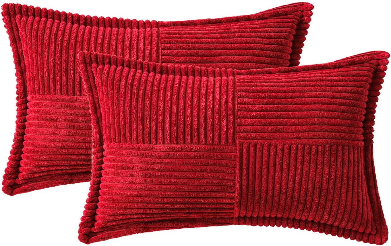 Pack of 2 Boho Striped Corduroy Pillow Covers