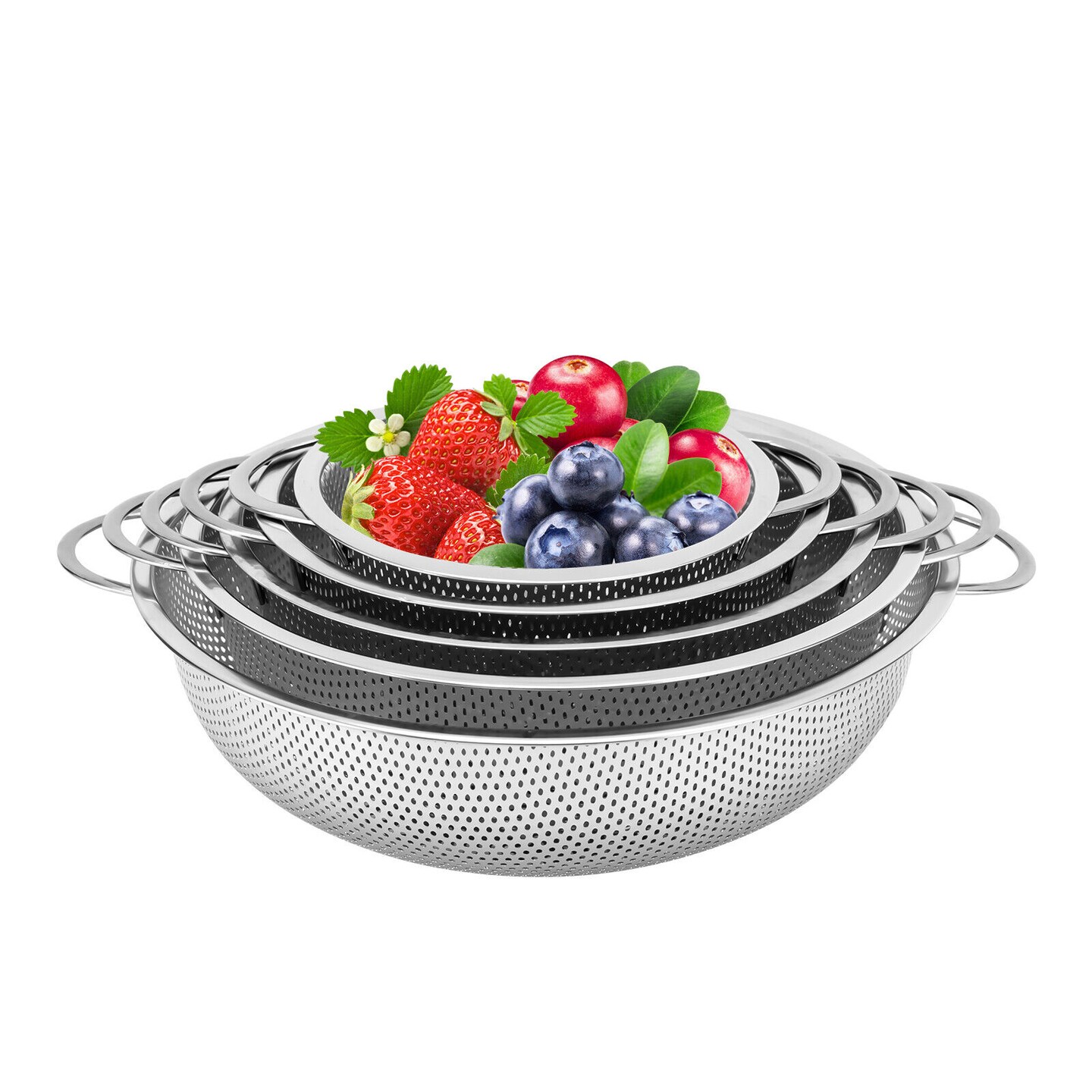 Kitcheniva 5-Piece Colander Stainless Steel Mesh Strainer