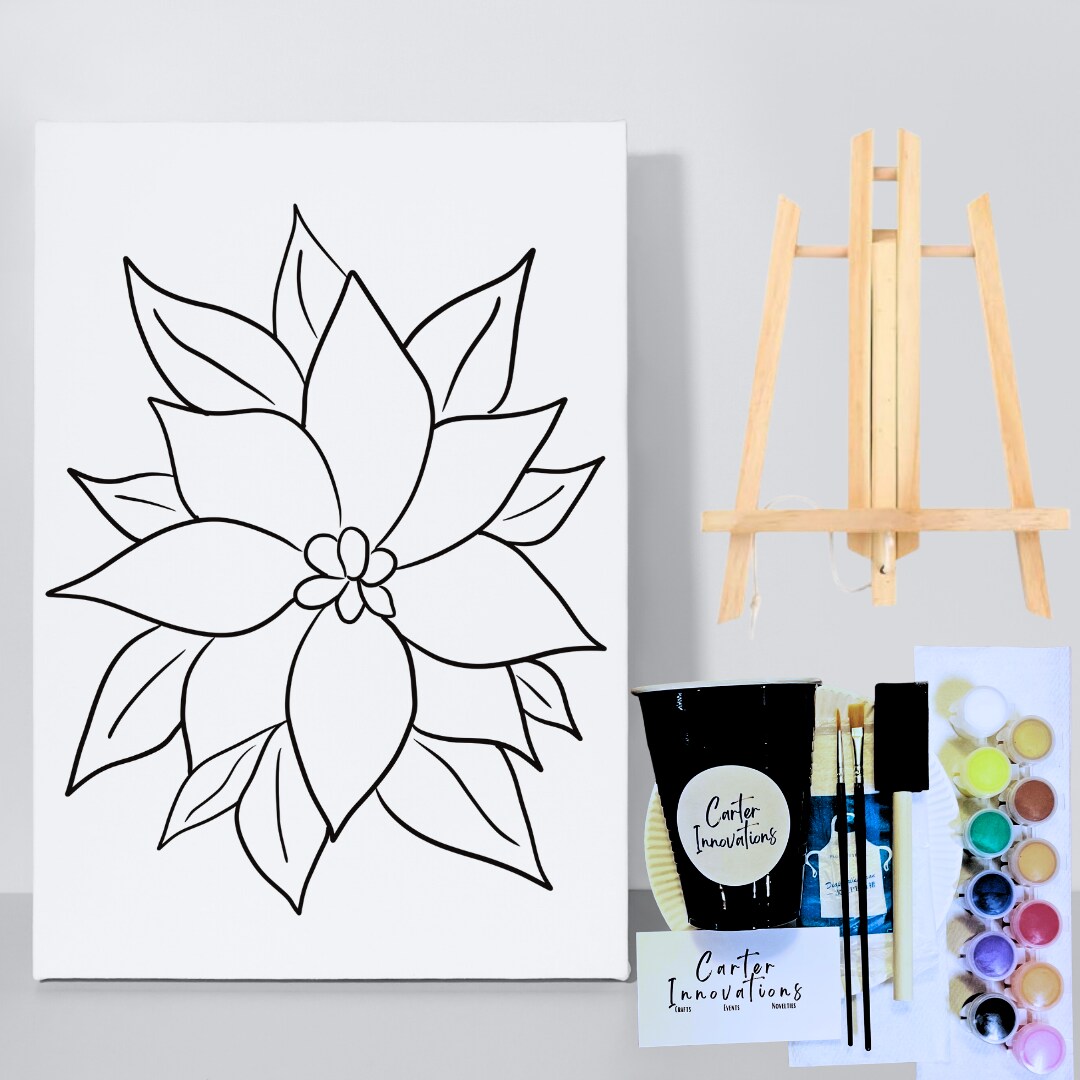 Spring Flower | Sip and Paint | Girls Night | Pre- Drawn Canvas product 2