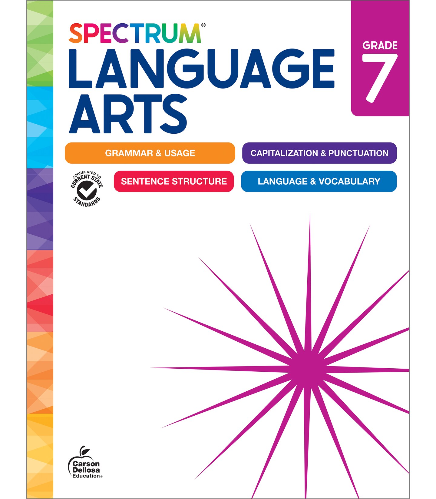 Spectrum Grade 7 Language Arts Workbook, ELA Middle School Books for Kids Ages 12-13 Covering Grammar, Vocabulary, Sentence Structure, Parts of Speech, and More, Classroom or Homeschool Curriculum