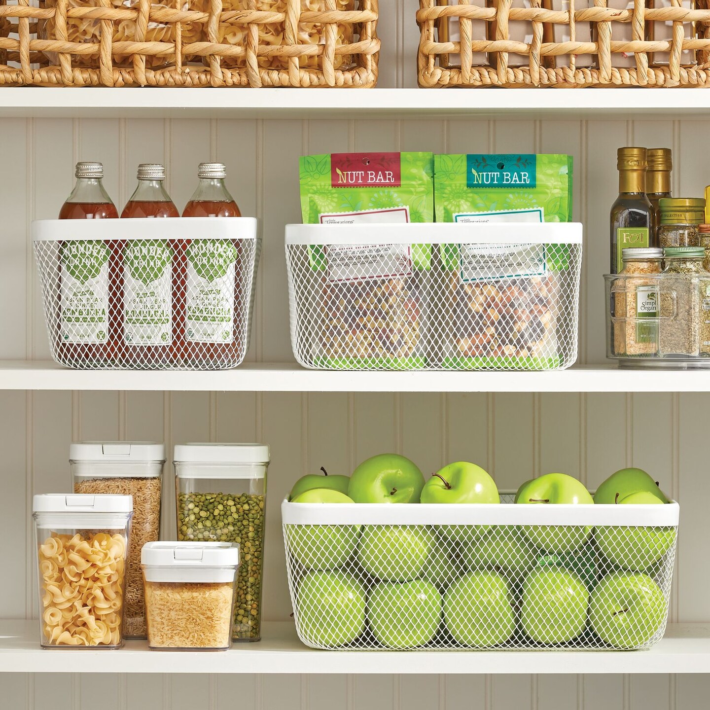 mDesign Steel Food Storage Organizer Bin Mesh Basket for Pantry