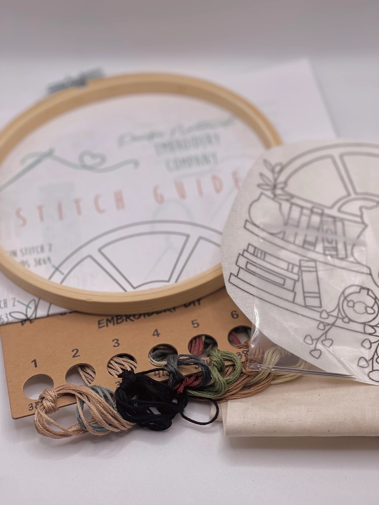 DIY Cat and Books Embroidery Kit - House Plant Hoop Art - Hanging Plants Embroidery Beginner - 6 Inch Hoop - Adult Craft Kit -