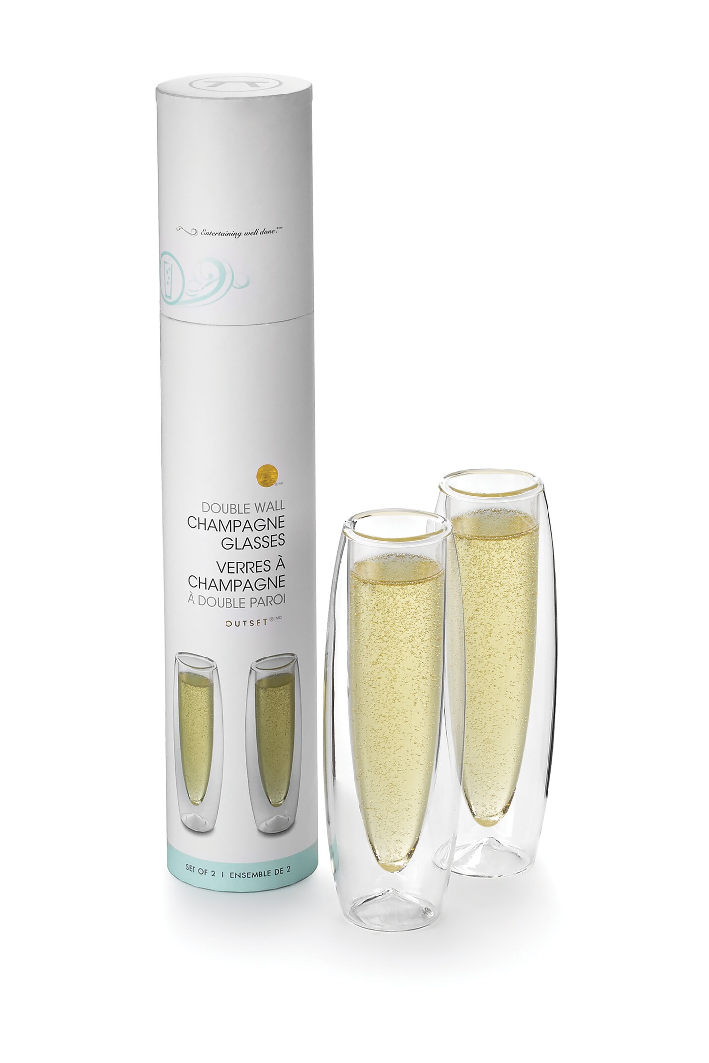 Tranparent Champagne Glasses Set of 2