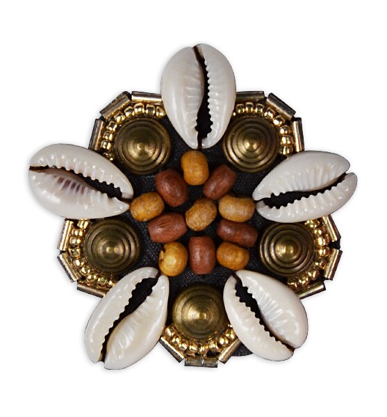 Star Wood and Shell Beaded Applique 2&#x22;