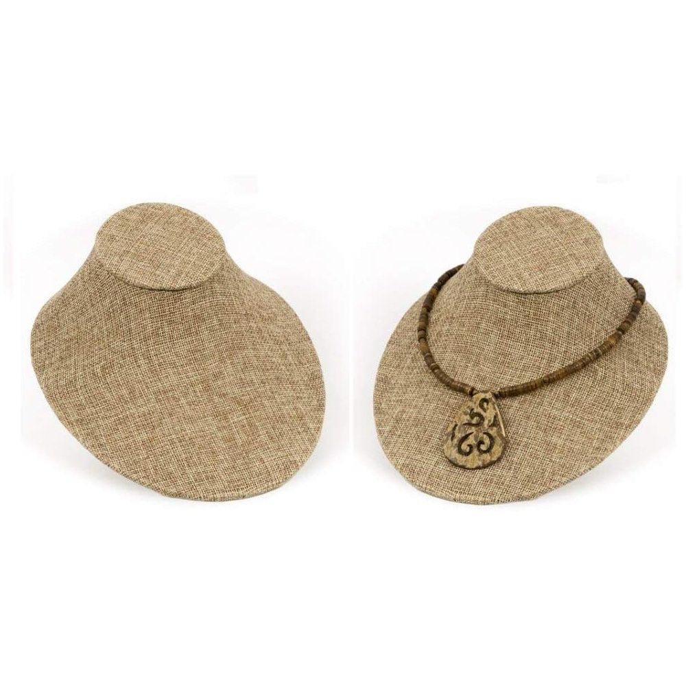 Low Profile Necklace Display Bust Burlap 7-1/4" x 6-1/2" (Pack of 2)
