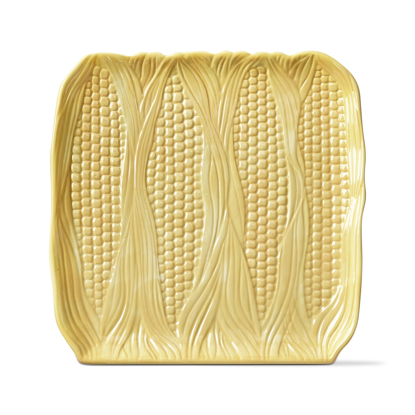 Corn on Cobb Textured Ceramic Yellow Platter Dishwasher Safe, 12.5L x12.5W x 1.1H
