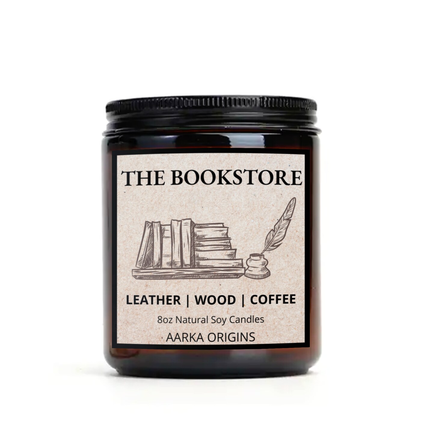 THE Bookstore,Book Lover Candle, Book Scent Candle, Literary Candle, Soy Candle, Leather Coffee Wood Scented Candle,Handmade Soy Candle