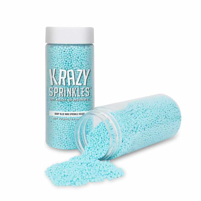 Krazy Sprinkles - Baby Blue Mini Beads (1/2 Cup, 1x Jar) for Cakes, Ice Cream &#x26; Cookies