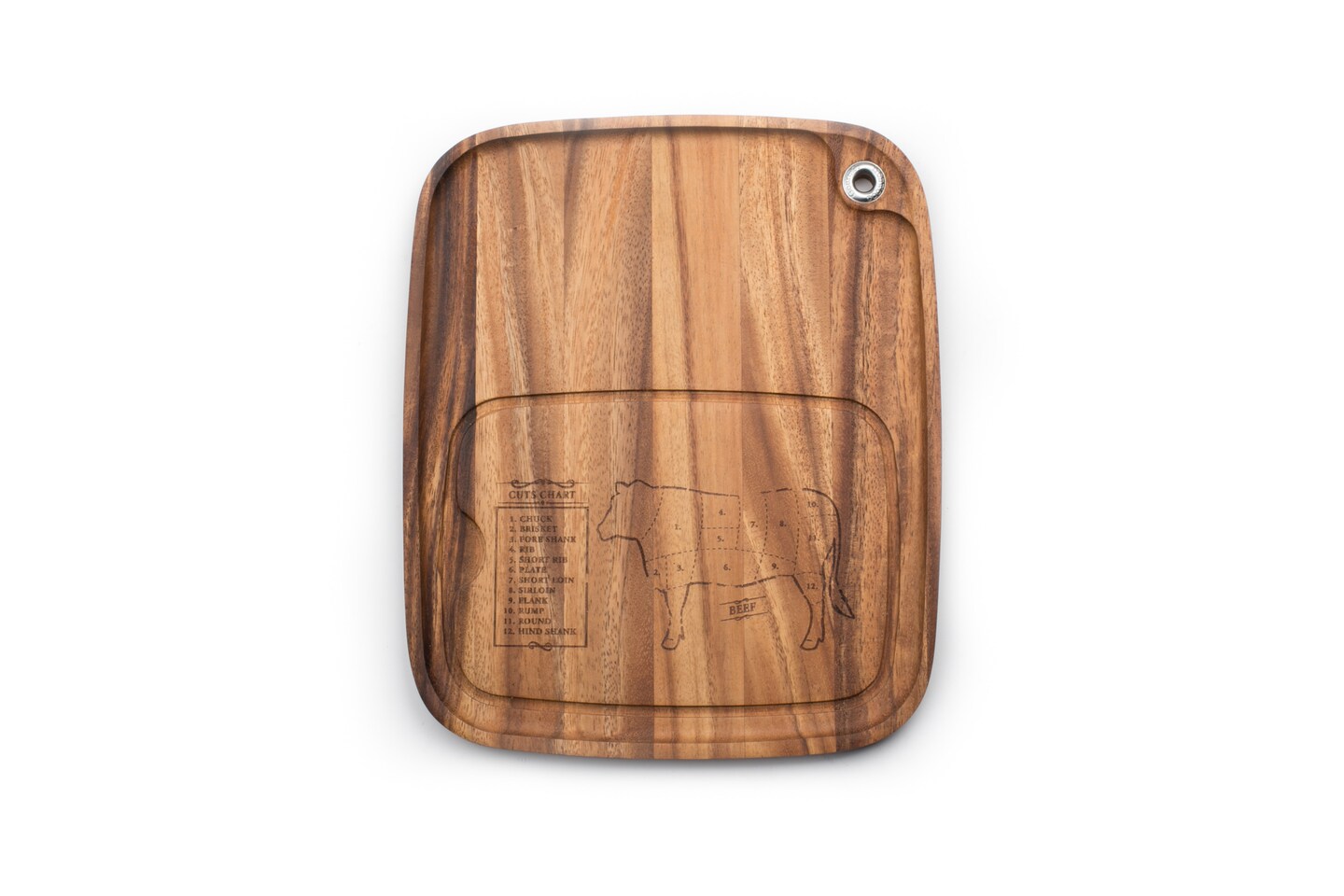 Wooden Steak Plate with Cow Engraving