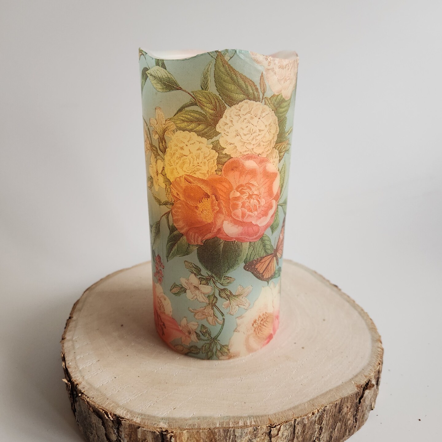 LED Flameless Candle Romantic Vintage Floral Design MakerPlace by