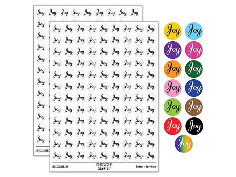 Joy Cursive Text 200+ 0.50&#x22; Round Stickers