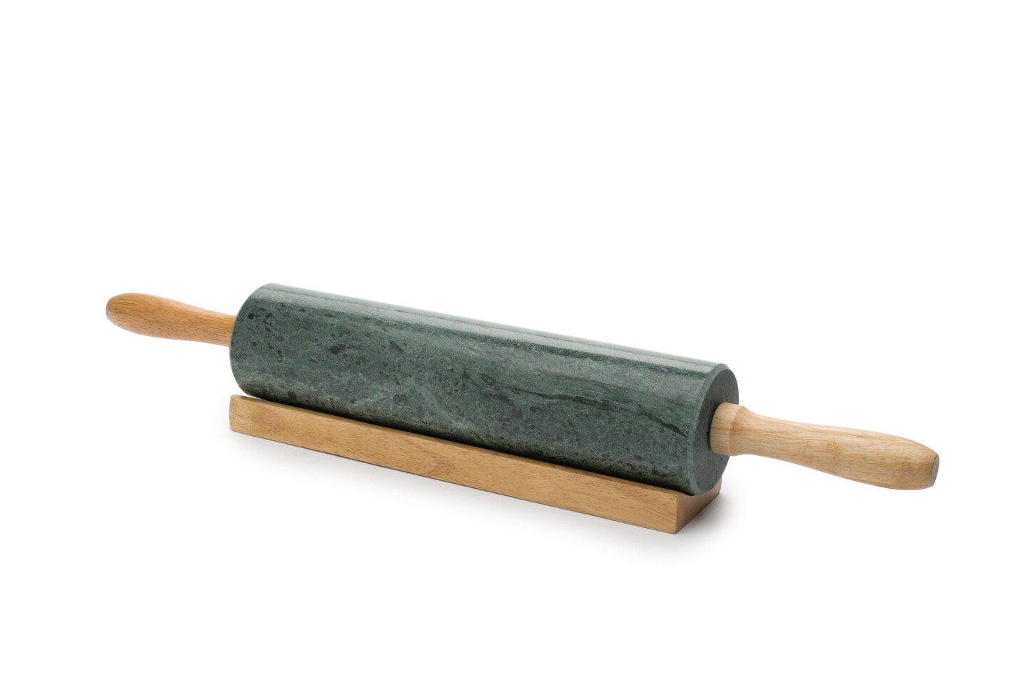 Multi-colored Green Marble Rolling Pin/Base