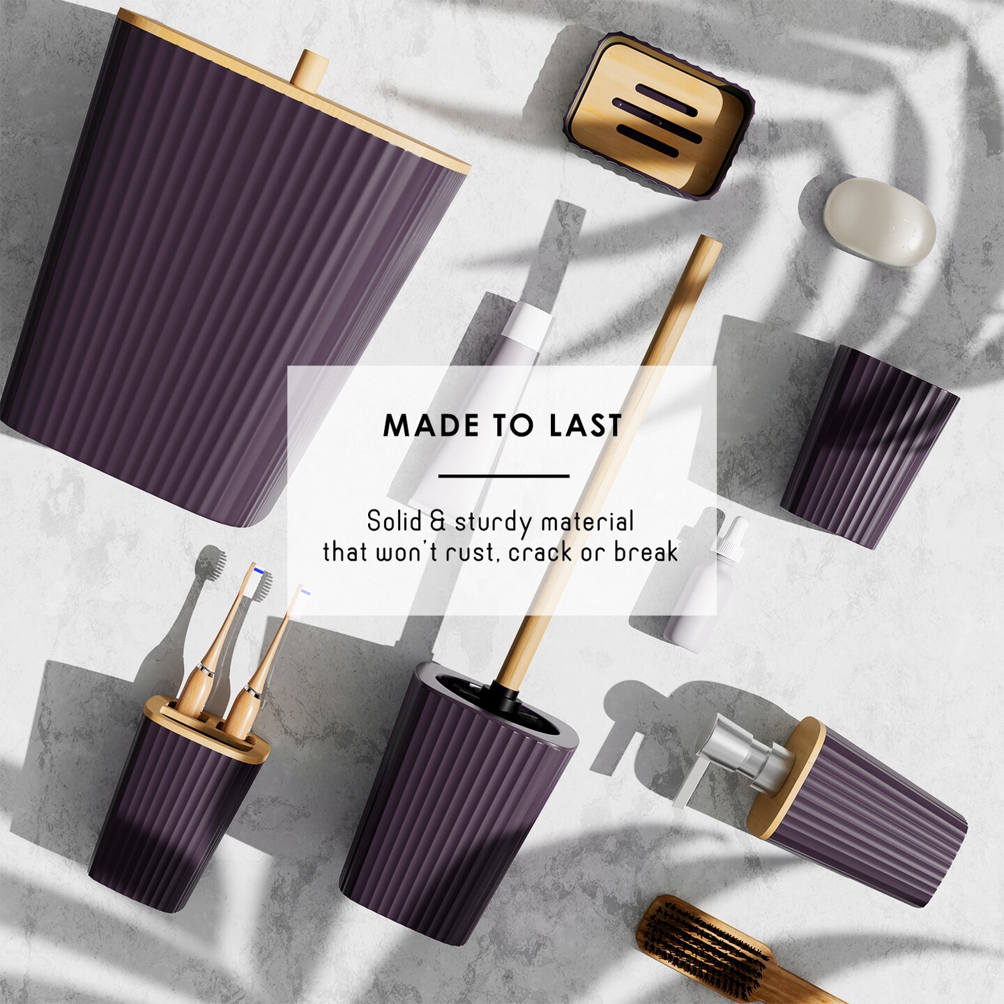 Clara Clark Bamboo Bathroom Accessories Set