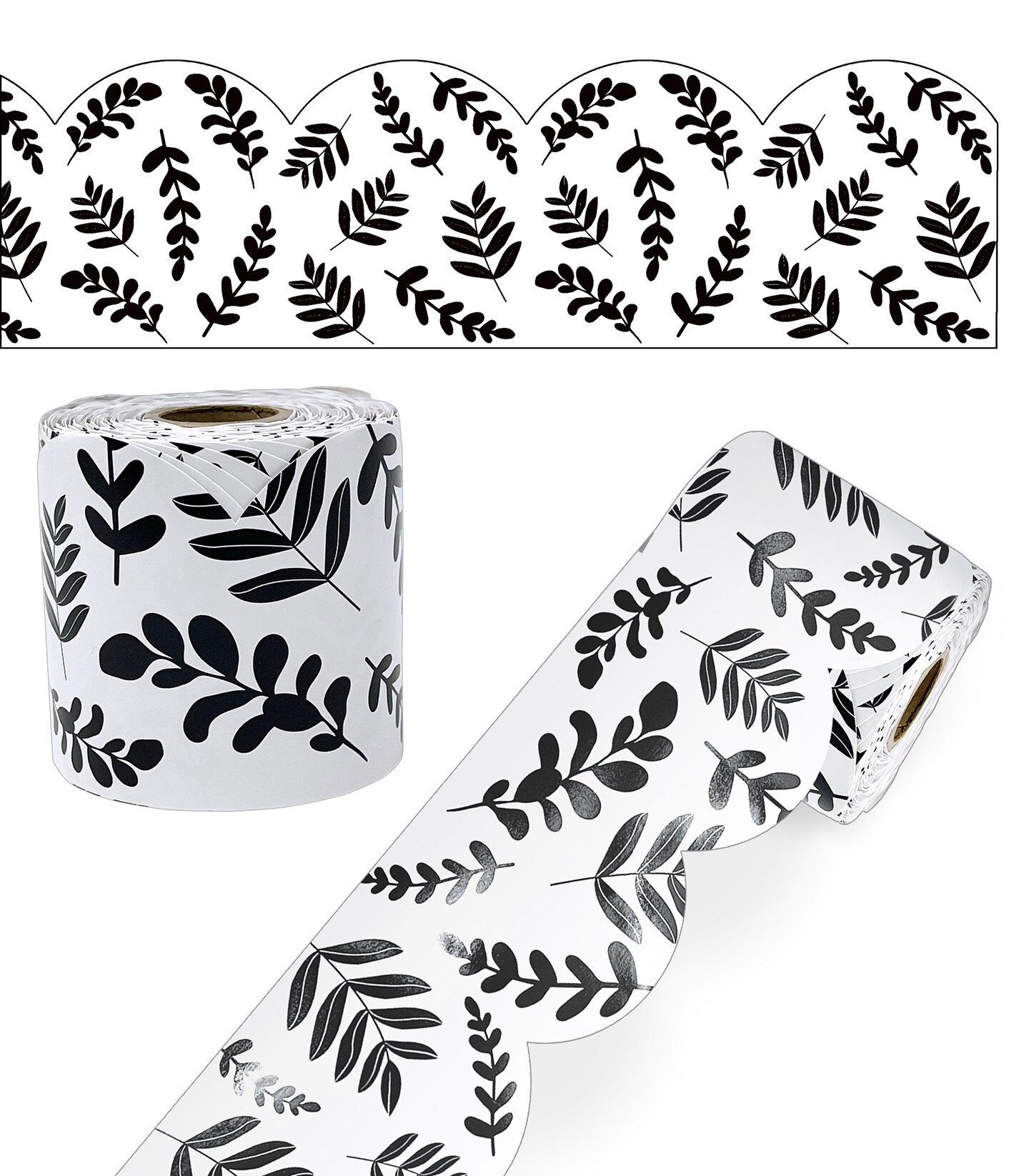 Carson Dellosa Farmhouse 65Ft Black and White Leaves Bulletin Board ...