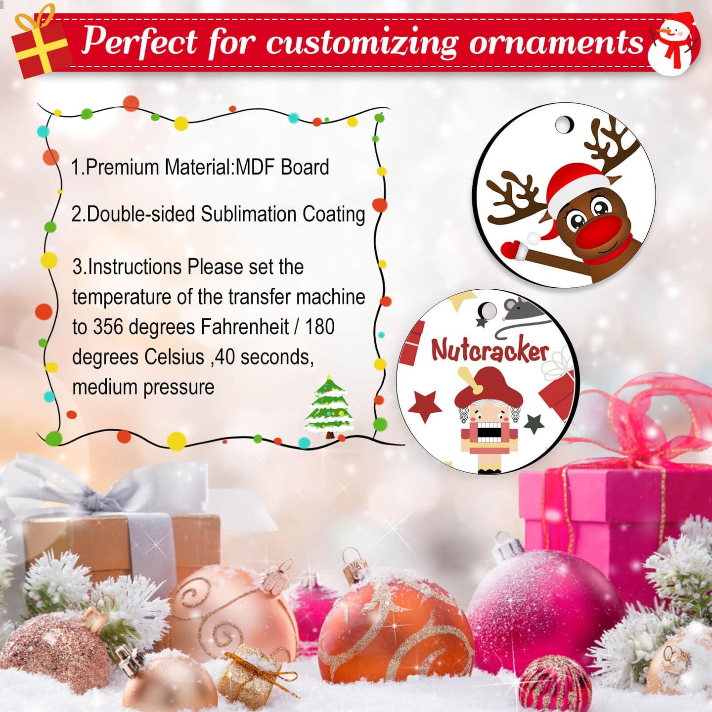 35 PCS Sublimation Ornament Blanks, Round Blank Sublimation Ornaments Sublimation Christmas Ornament Blanks for Christmas Tree D&#xE9;cor, DIY Handmade Crafts(2.76 inches)