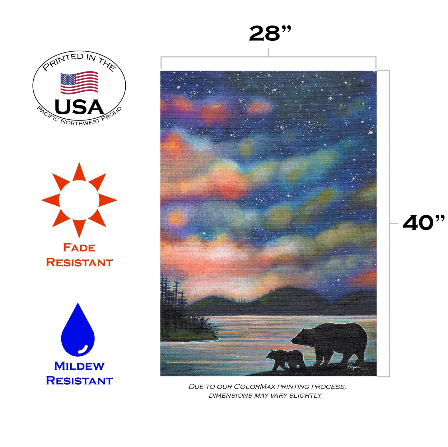 Northern Lights Decorative Bear Flag