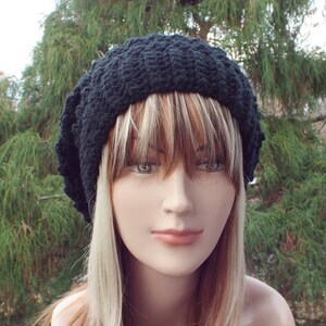 Black Crochet Hat, Womens Slouchy Beanie, Slouchy Hat, Oversized Slouch Beanie, Winter Hat, Slouch Hat product 4