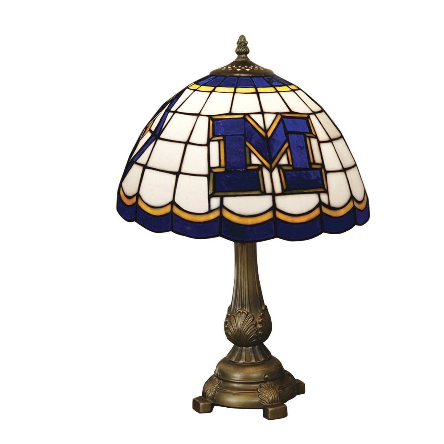 The Memory Company 19.5" Yellow and Blue NCAA Michigan Wolverines Tiffany Table Lamp