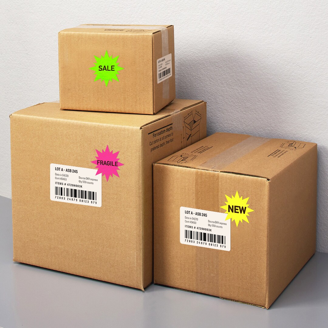 Avery Neon Address Labels with Sure Feed for Laser Printers, 2-1/4&#x22;, Assorted Colors, 180 Burst Labels (5995)