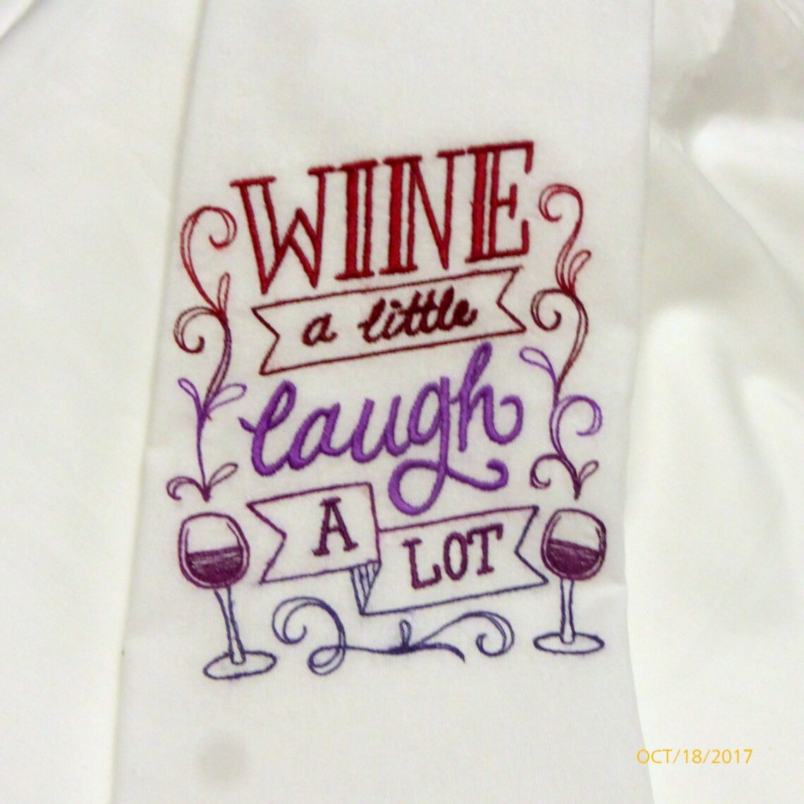 Wine Lover Laugh Alot Kitchen Cotton Flour Sack Tea Towels
