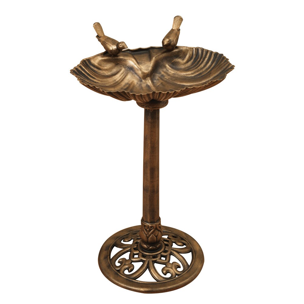 Diva At Home 31.5&#x22; Bronze Antique Style Shell Shaped Outdoor Patio Birdbath