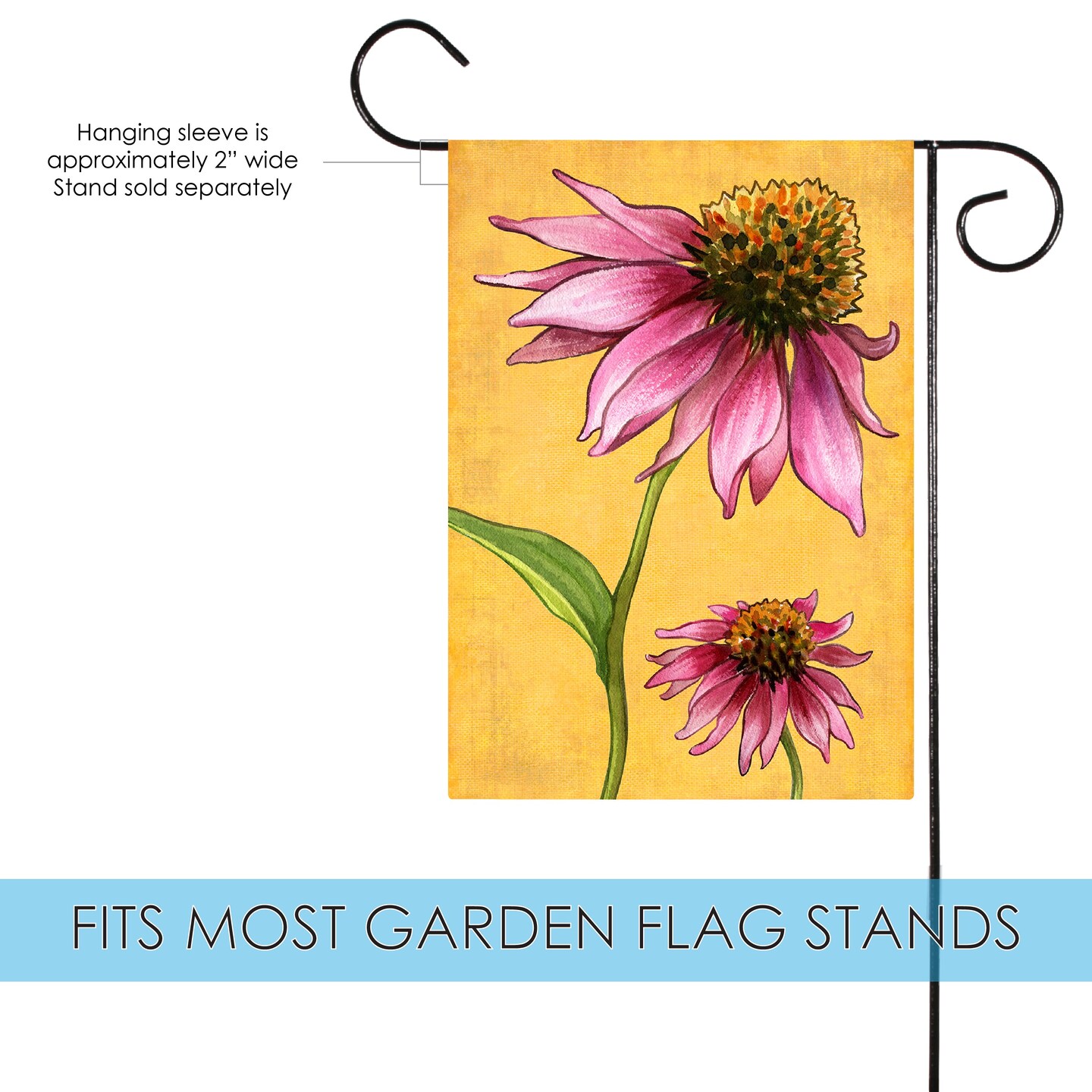 Pink Coneflowers Decorative Spring Flag