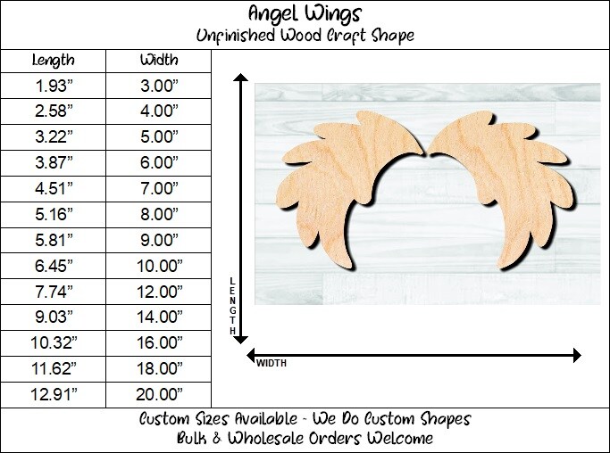 NICE Lot of 6 Unfinished Wood Angel Wings For Crafts!
