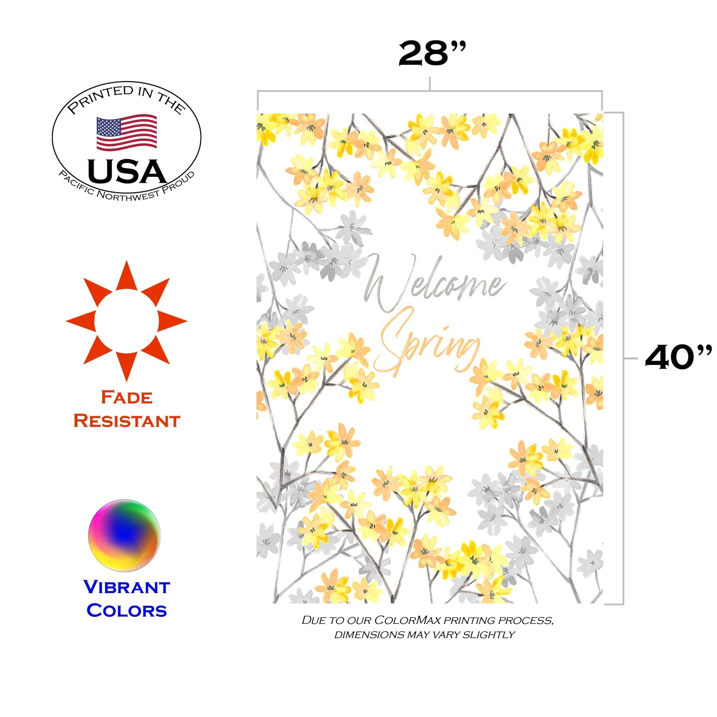 Welcome Spring Blossoms Decorative Spring Double Sided Flag