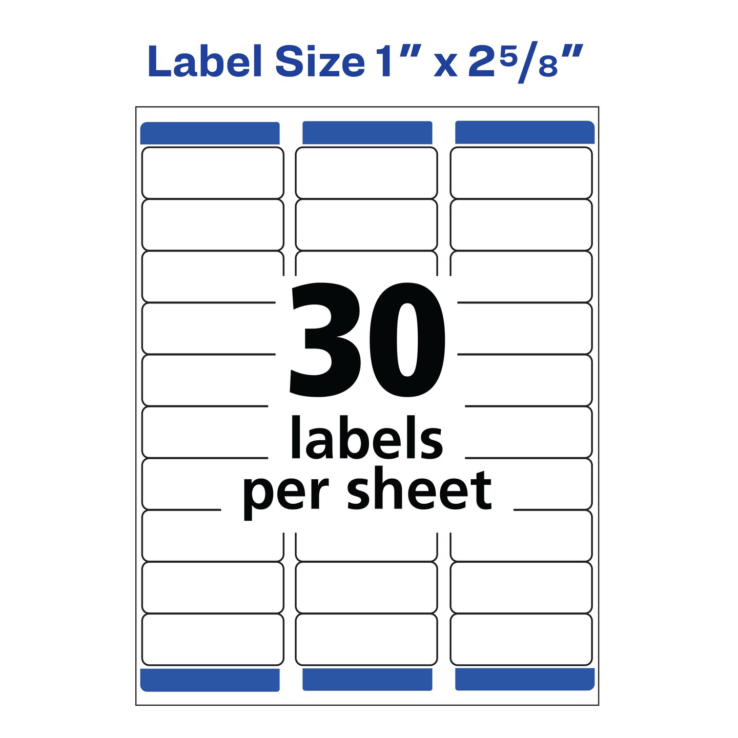 Avery Removable ID Labels, Sure Feed Technology, Removable Adhesive, 1" x 2-5/8", 750 Labels (6460) - 5 Pack