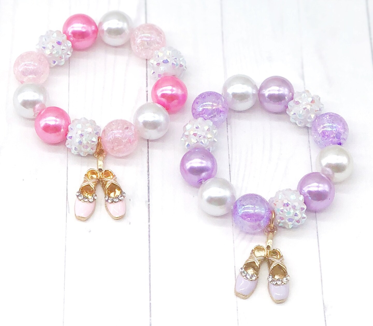 Little Girls Ballet Beaded Bracelet, Toddler Kids Jewelry Birthday