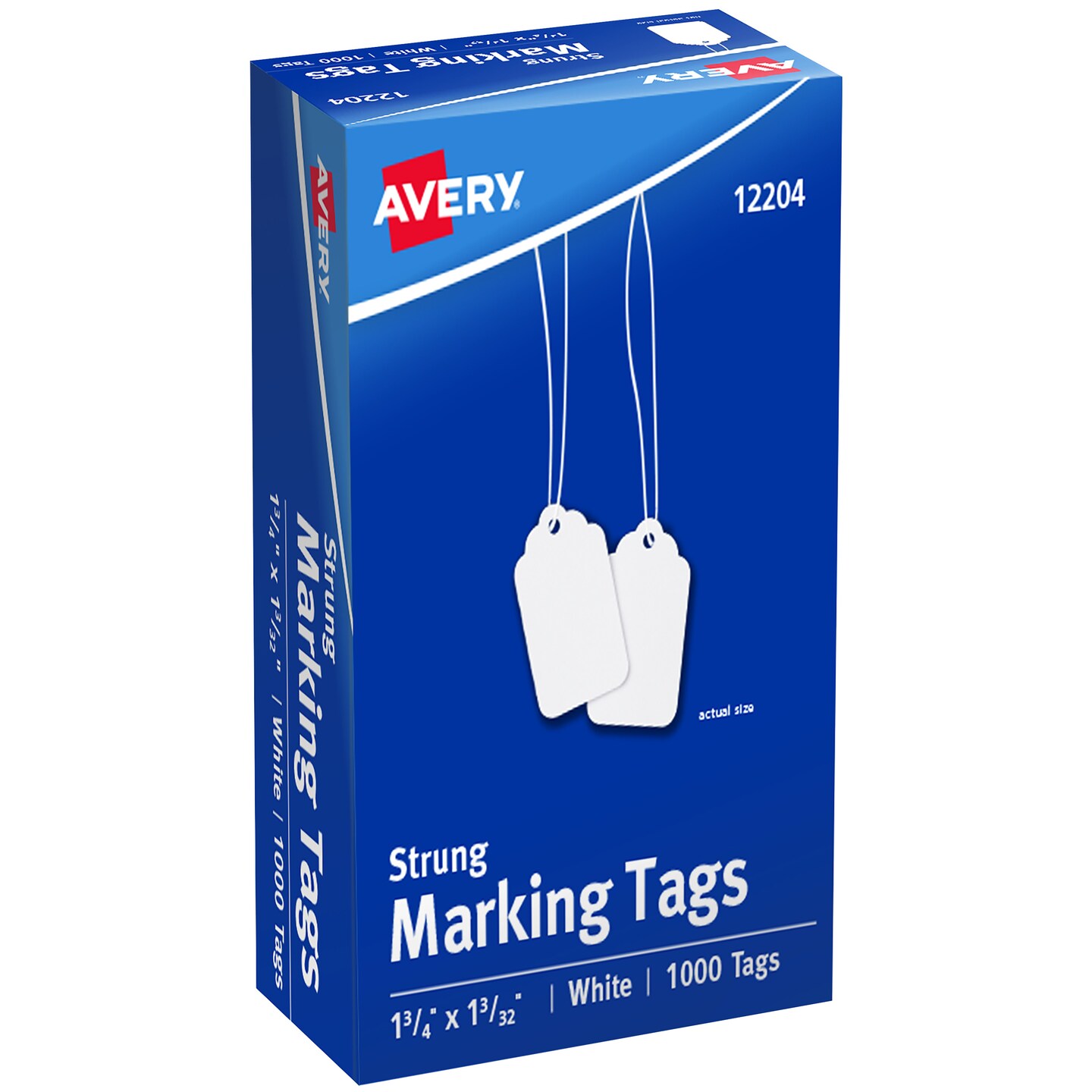 Avery Marking Tags, Strung, 1-3/4&#x22; x 1-3/32&#x22;, 1,000 Tags (12204)