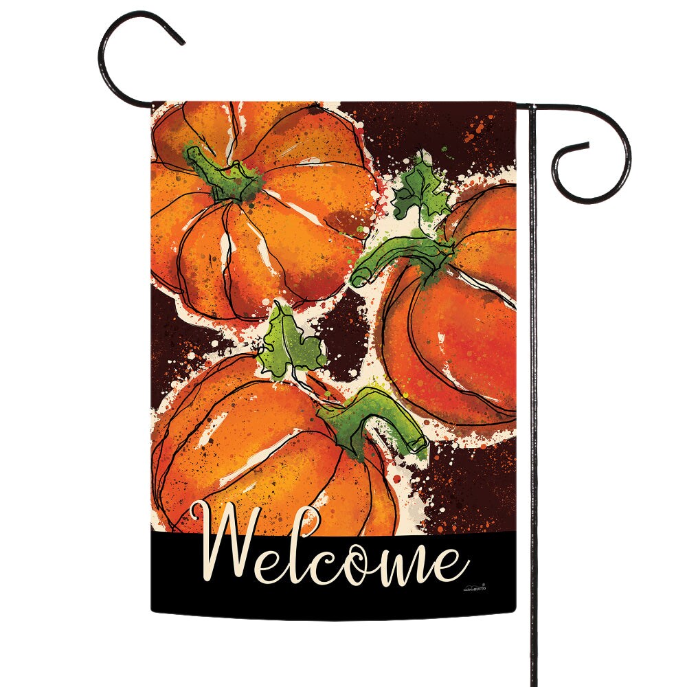 Painted Pumpkin Welcome Decorative Fall Double Sided Flag