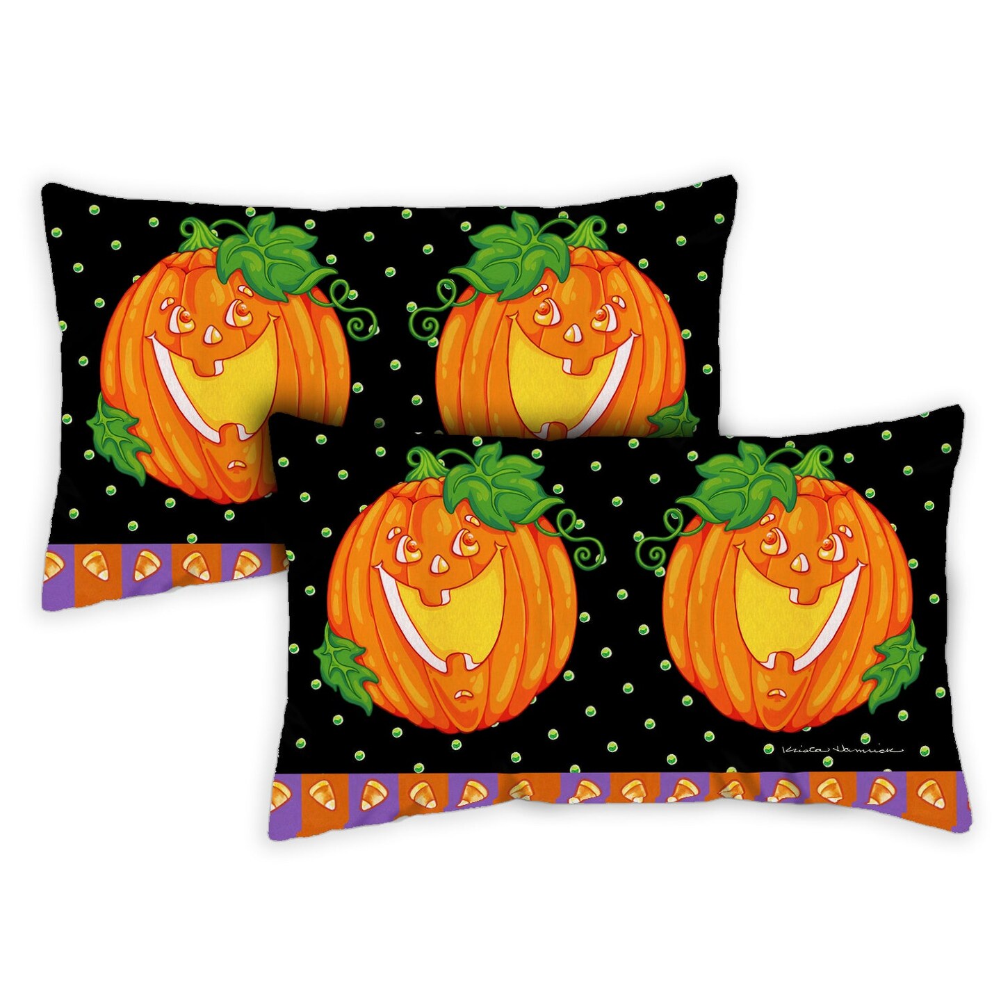 Happy Halloween Decorative Halloween Indoor/Outdoor Pillow Cover (set of 2)