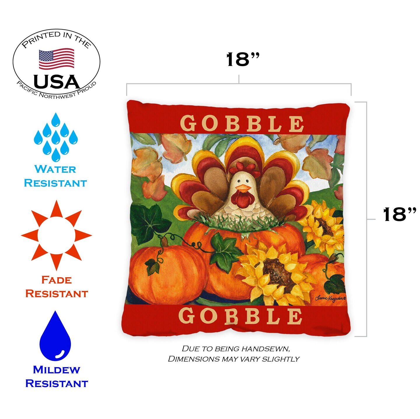Autumn Turkey Decorative Thanksgiving Indoor/Outdoor Pillow Cover (set of 2)