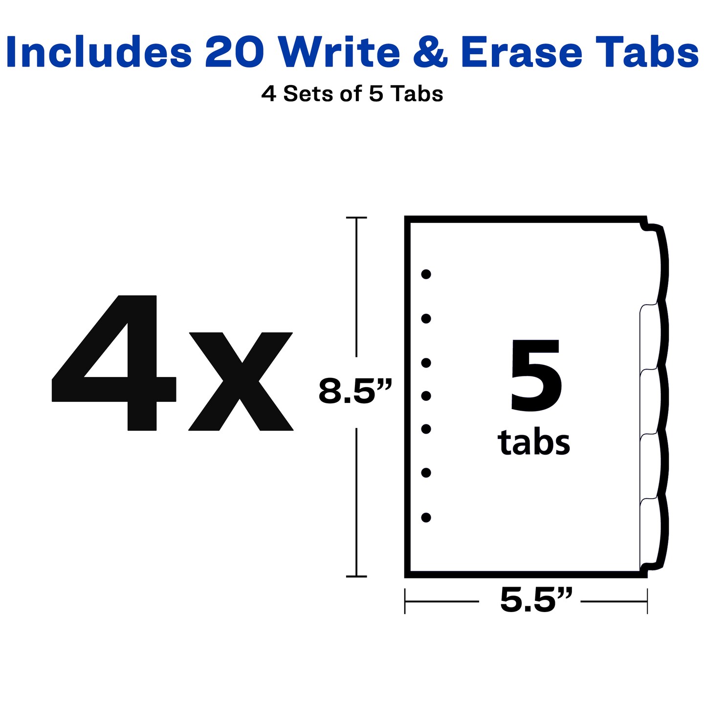 Avery Insertable Style Edge Plastic Mini Dividers for 3 Ring Binders, 5.5&#x22; x 8.5&#x22;, 5-Tab Sets, Multicolor, 4 Sets (21118)