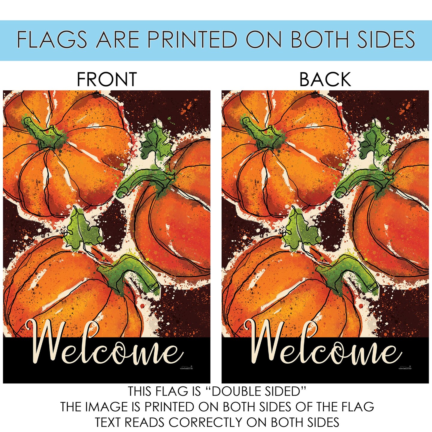 Painted Pumpkin Welcome Decorative Fall Double Sided Flag