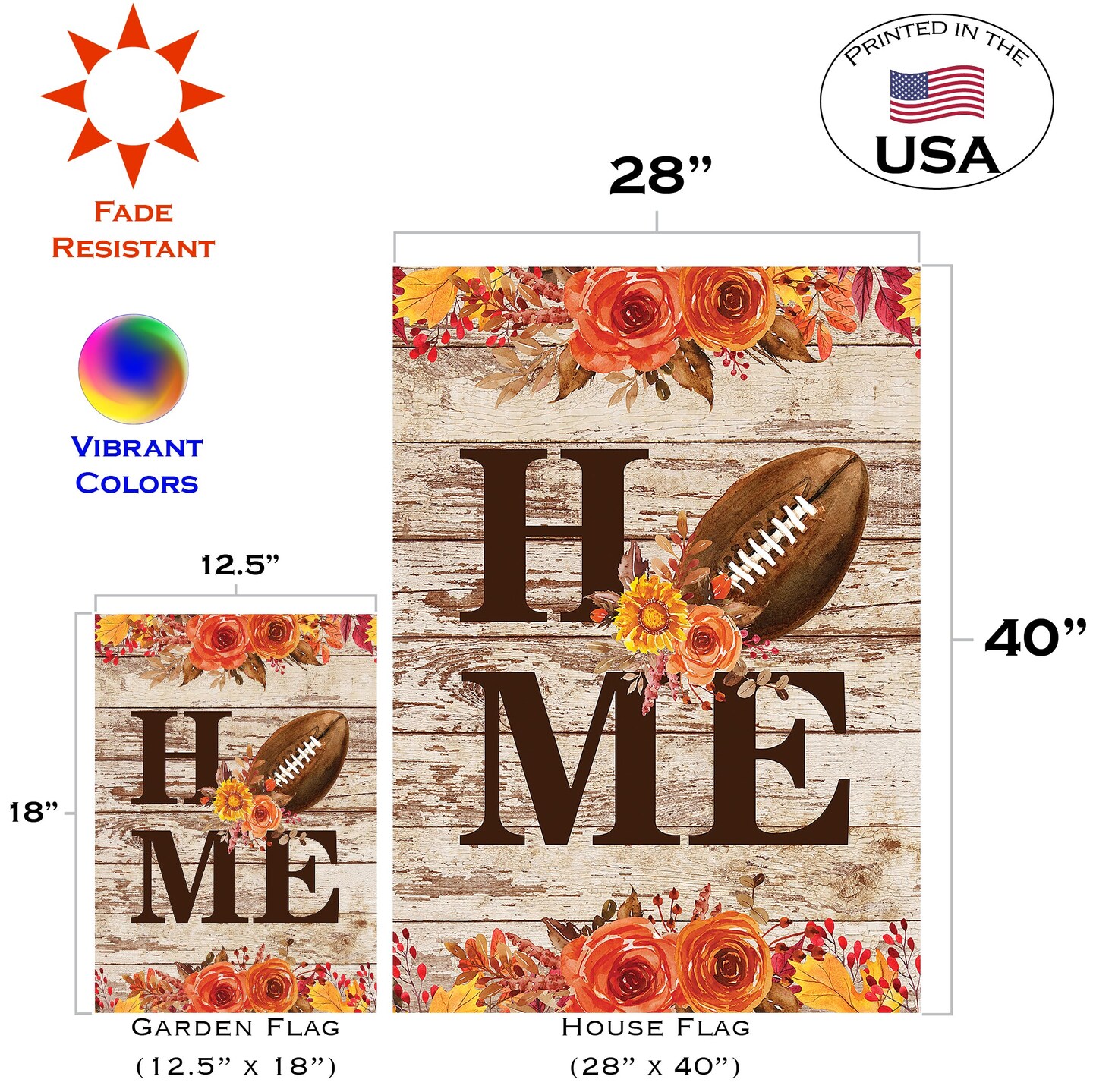 Floral Football Home Decorative Football Double Sided Flag