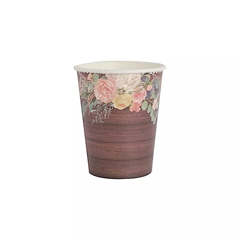 24 Brown Rustic Wood Print Paper Cups | Michaels