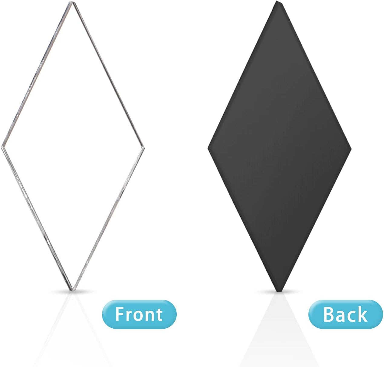 Diamond Shape Mirror Mosaic Tile Small Rhombus Mirror Mini Craft Mirror Square Triangle Glass Mirror Tile DIY Mini Size Mirror for Art Wall Door Home Decorations (Diamond Shape,300 Pcs)