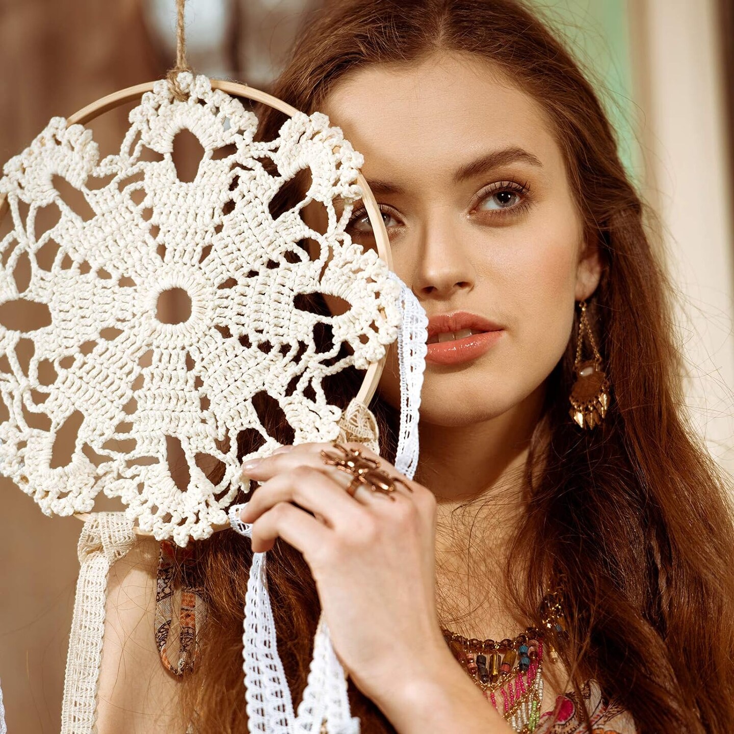 14 Pieces 7 Sizes Wooden Bamboo Floral Hoop Set Macrame Craft Hoop Rings Wreath Round Wooden Hoops for DIY Wreath Decor Dream Catcher and Crafts Making (4/6/ 7/8/ 9/10/ 12 Inch)