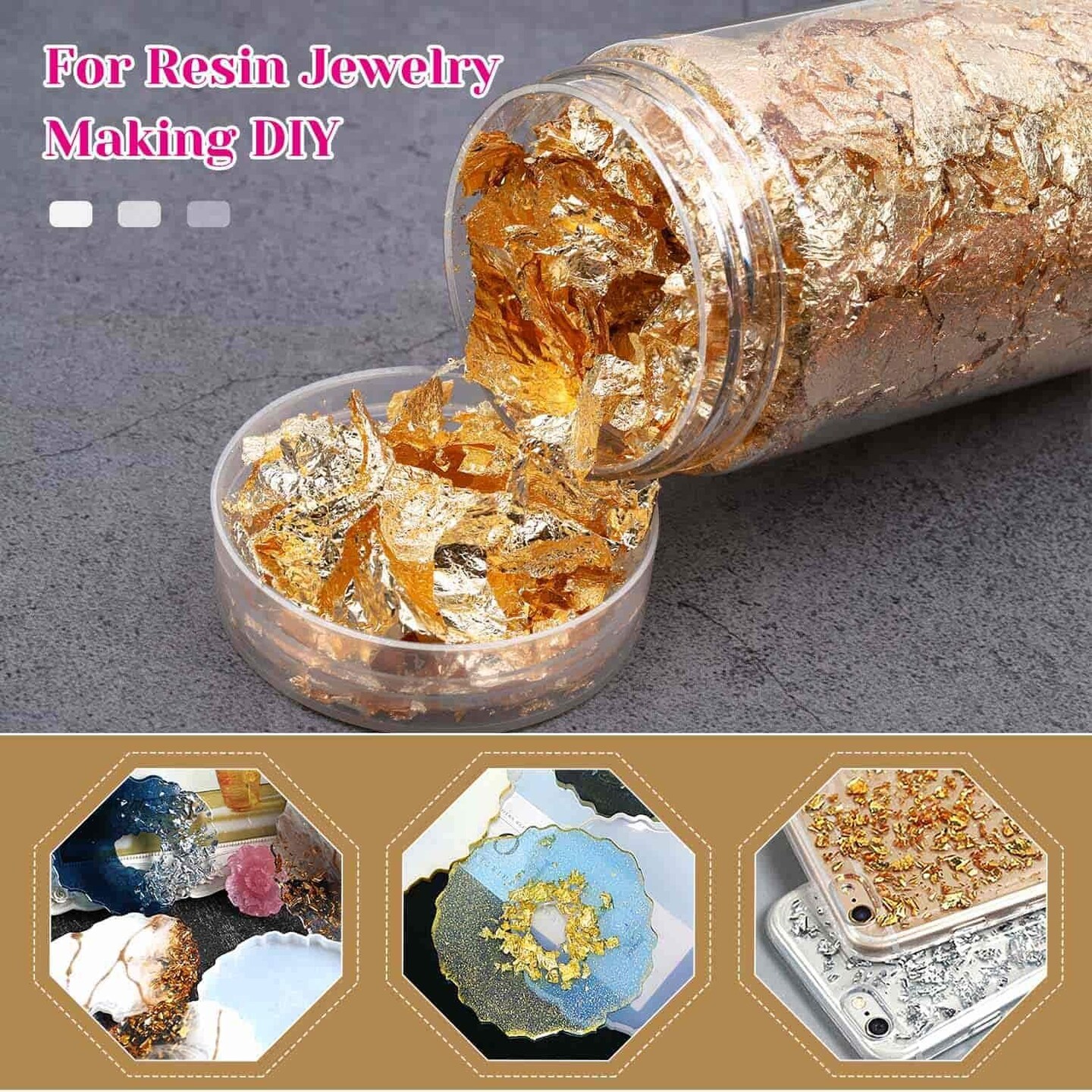 Gold Flakes for Resin, Paxcoo 15 Grams Gold Foil for Nails, Gold Foil Flakes Imitation Gold Leaf for Jewelry Resin, Nails and Jewelry Making
