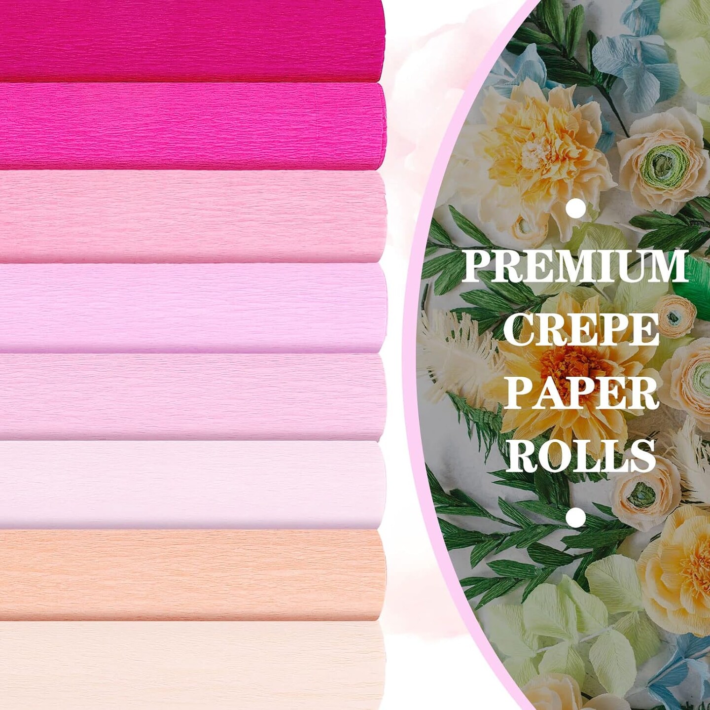 8 Rolls Crepe Paper Streamers Pink Crepe Paper Rolls Crepe Paper Flower DIY Kits for Wedding Birthday Valentine's Day Decorations Bachelorette Bridal Baby Shower Backdrop Photo Booth,8 Colors