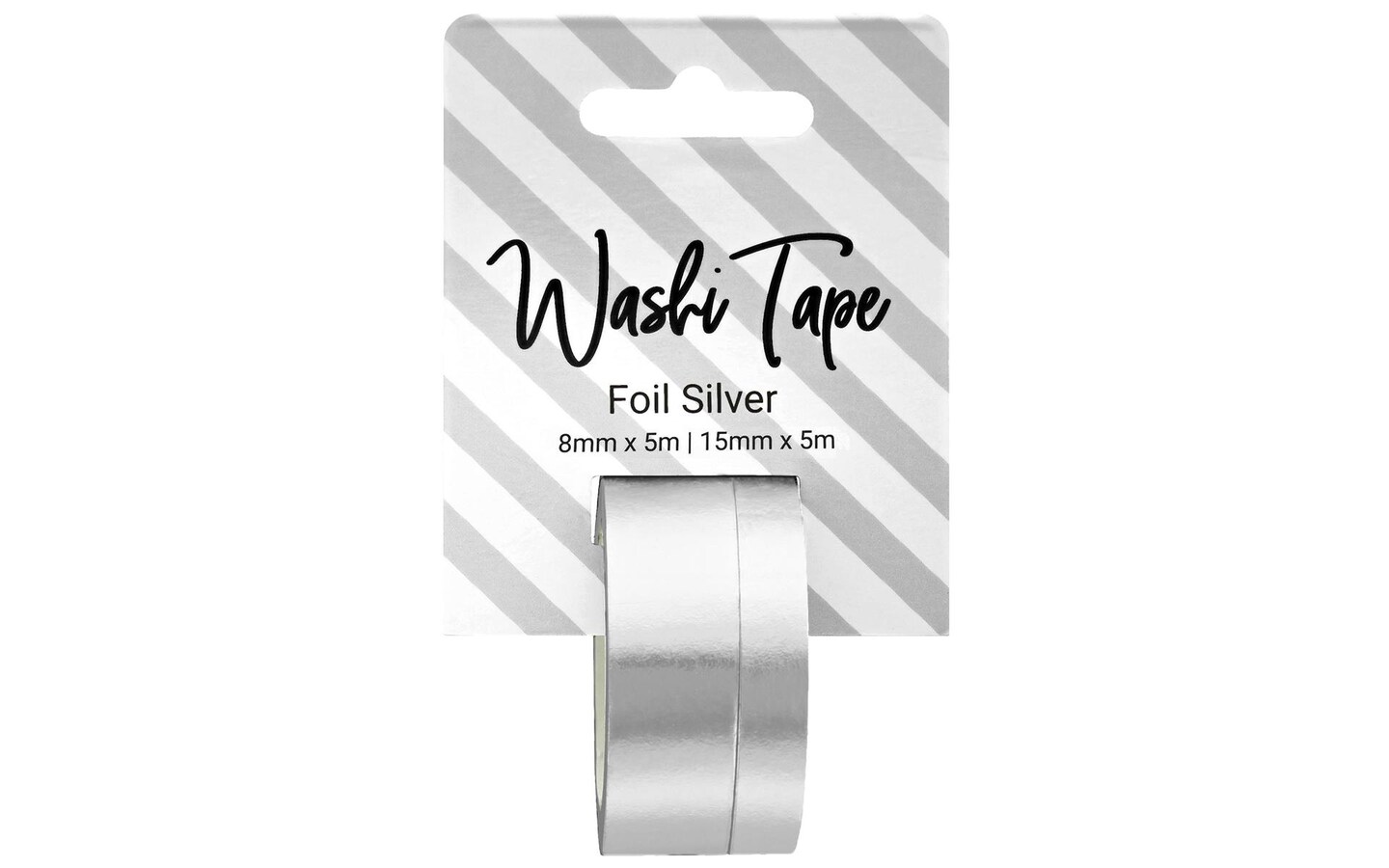 Washi Tape 8 &#x26; 15mm x 5m Foil Silver