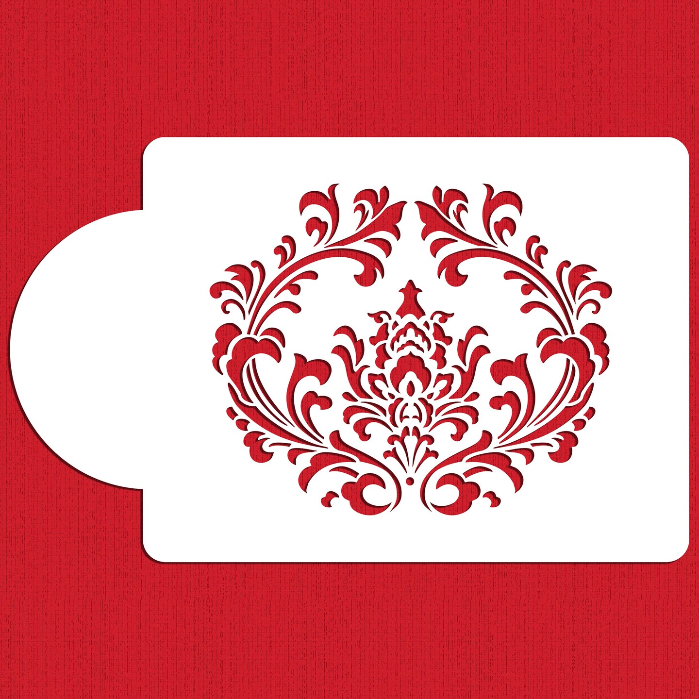 Filigree Damask Cake Stencil Side #1 | C551 by Designer Stencils | Cake Decorating Tools | Baking Stencils for Royal Icing, Airbrush, Dusting Powder | Reusable Plastic Food Grade Stencil for Cakes | Easy to Use & Clean Cake Stencil