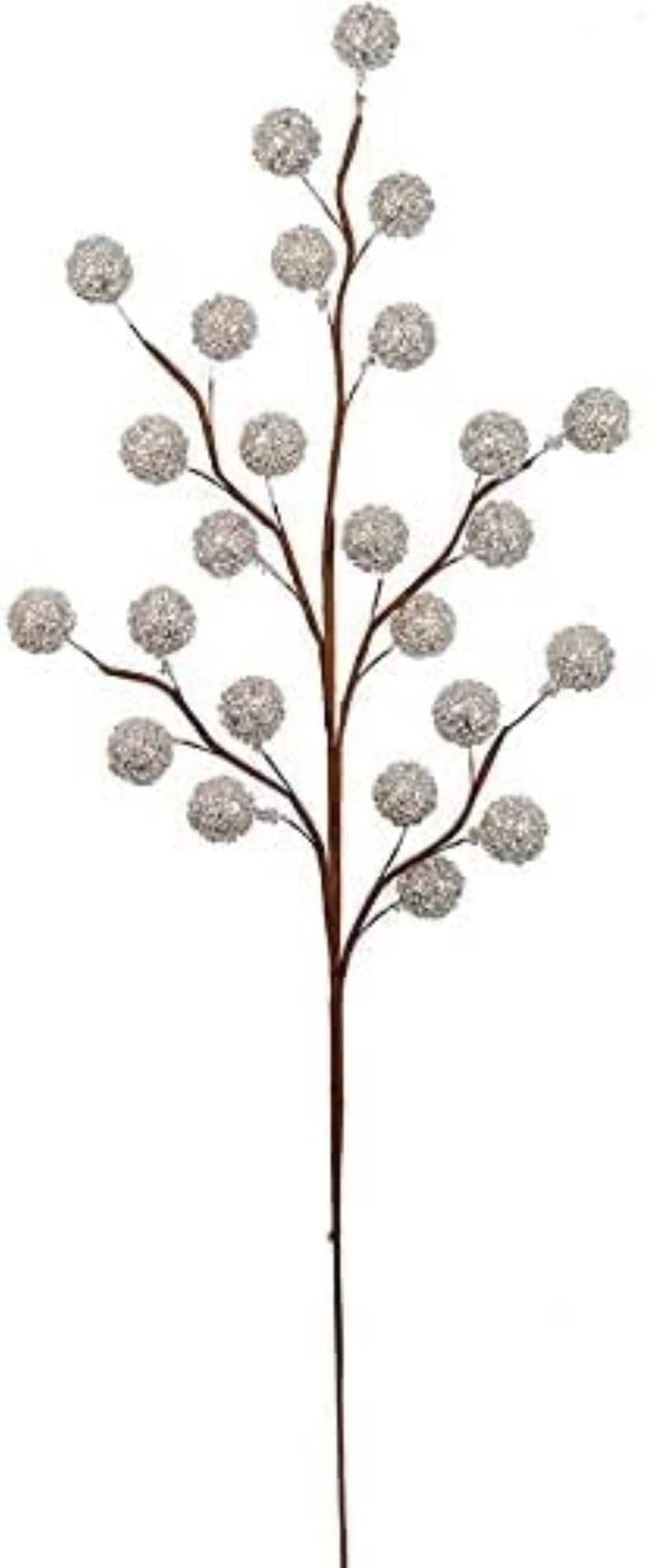 Silver Holly Berry Decorative Wire Stem Picks for Christmas Decor, 12-Pack with Lifelike Berries for Wreaths, Centerpieces, and Holiday Arrangements - 2024 Christmas Collection, Floral Home by Artificial Flowers