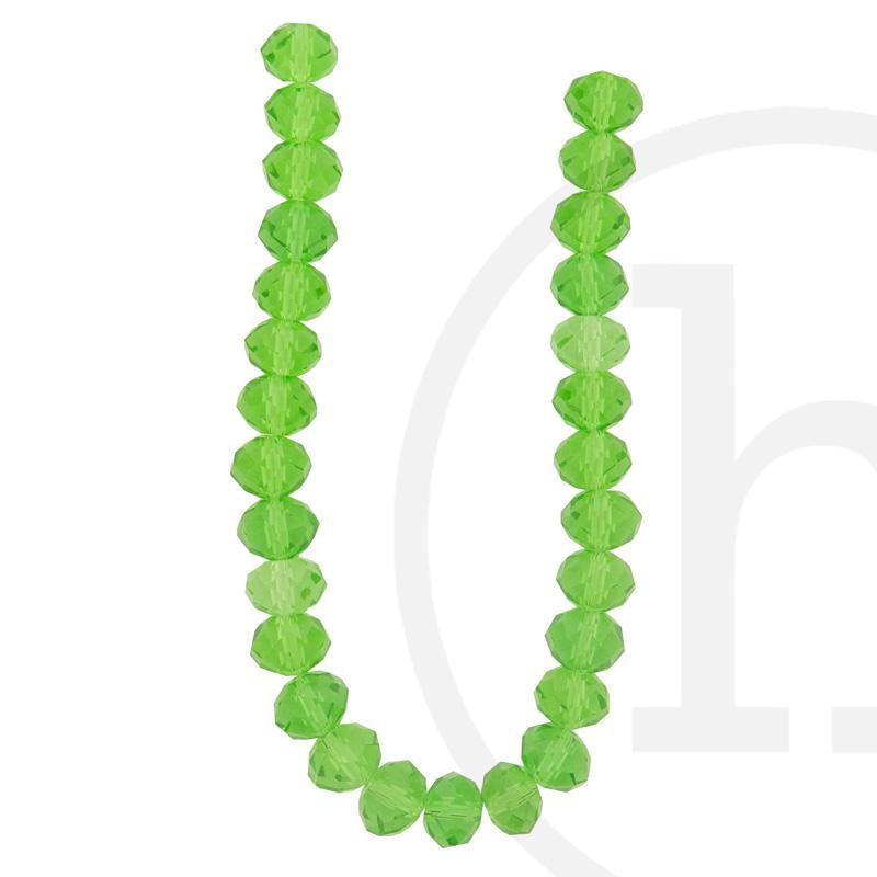 Glass Beads Faceted Rondell Grass Green